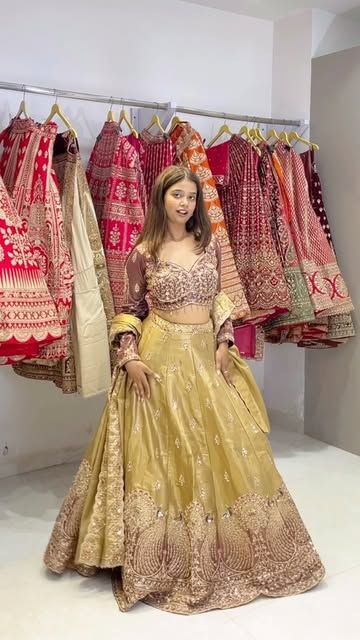 Mustard and rose ombre lehenga